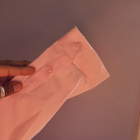 New York & Company Stretch Pink Button Down Shirt L - Picture 4 of 9